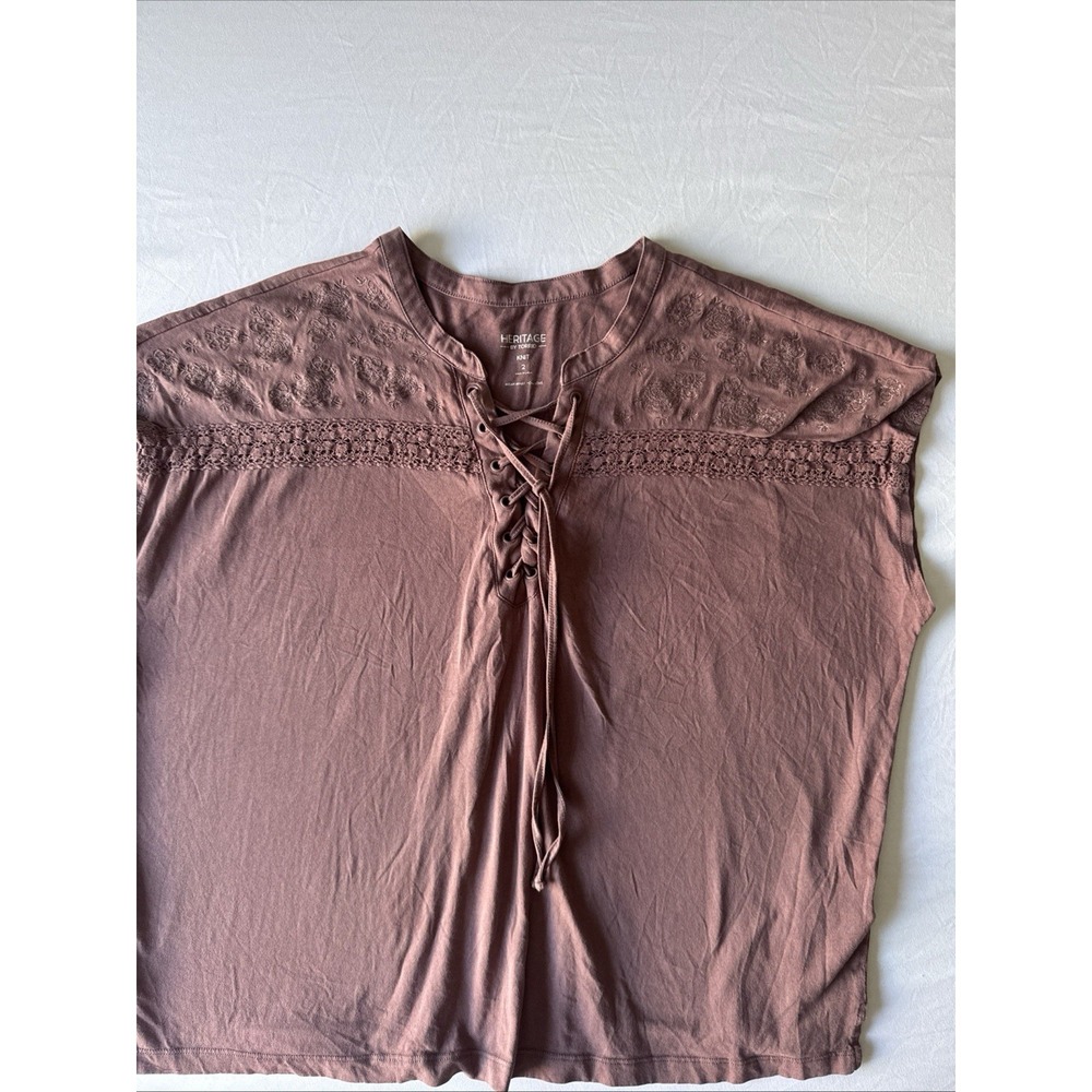 Heritage by Torrid Cotton Top With Embroidery And Lace Details Size 2x
